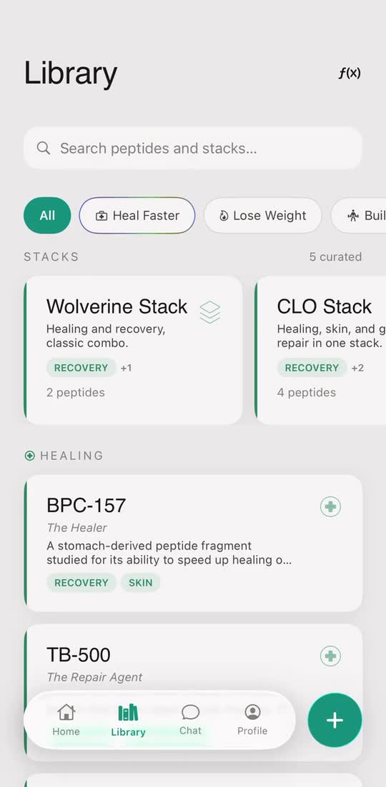 PeptidePal library with curated stacks and compound references